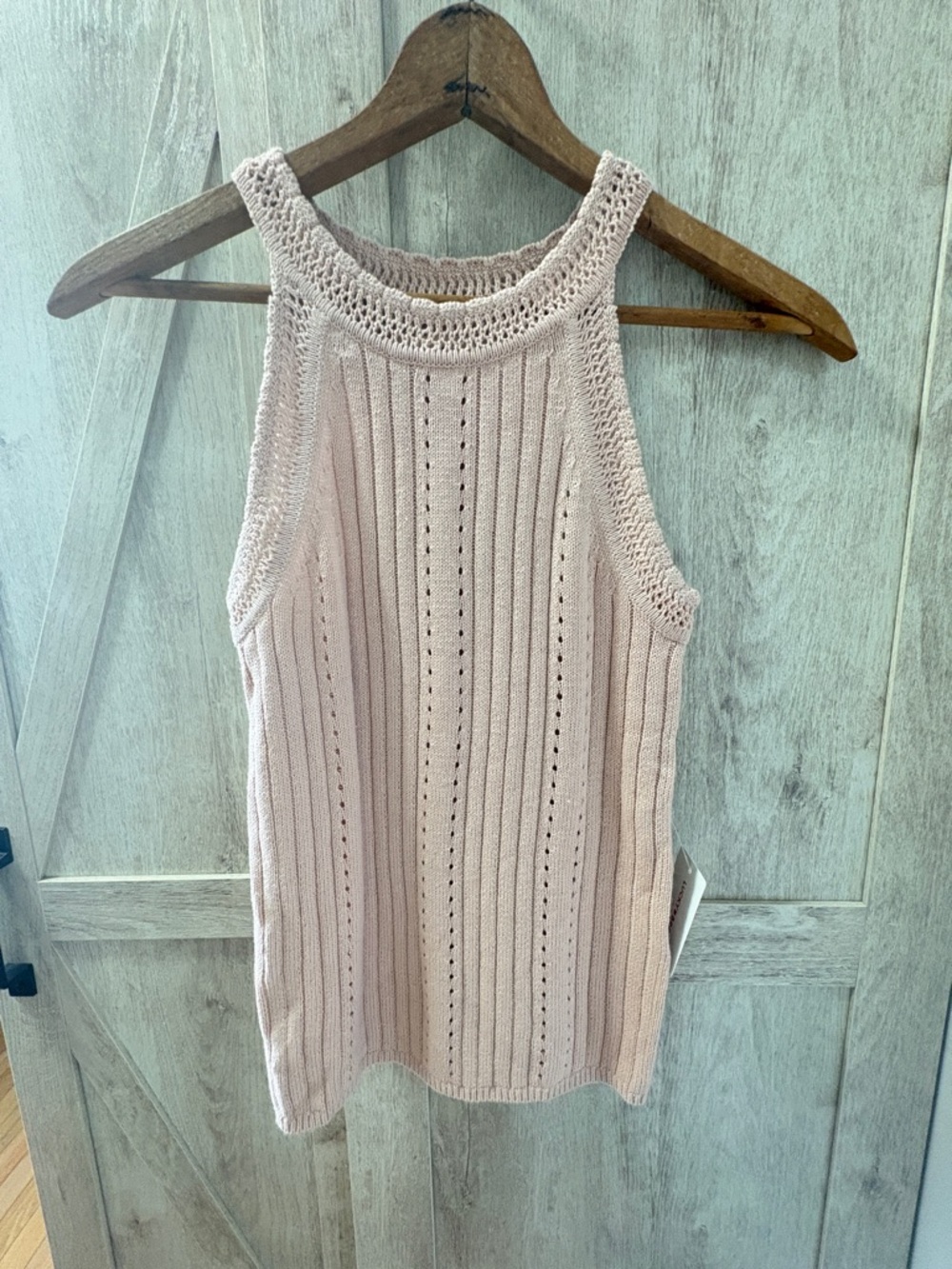 Lucky Brand Open-Knit Cotton Blend Tank – Blush – NWT – Size S